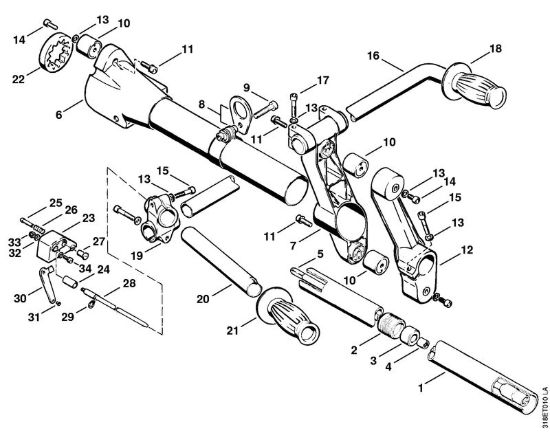 Stelo, supporto a tubo, manico tubolare Decespugliatori (FS) FS 200 della marca STIHL