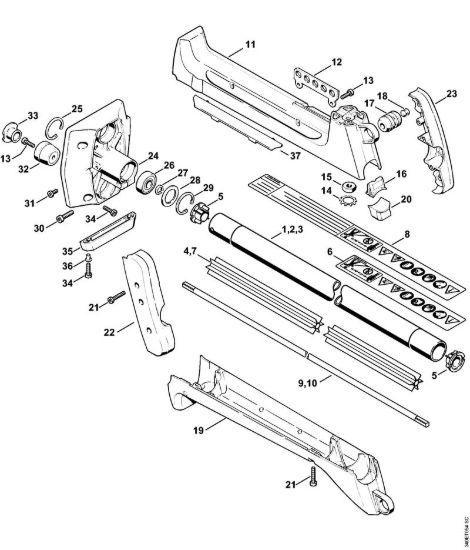 Stelo, scatola frizione Decespugliatori (FS) FS 360 della marca STIHL