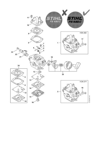 Picture of Carburatore HDA-302, HDA-311 FS 490 C-EM L