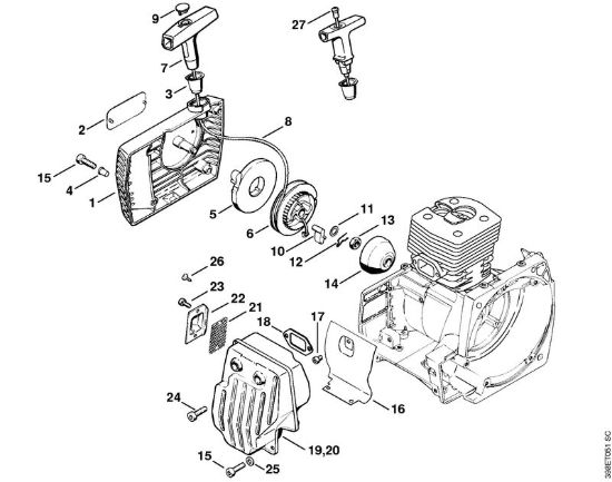 Dispositivo avviamento, silenziatore Decespugliatori (FS) FS 550 della marca STIHL