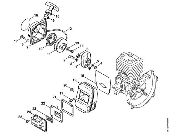 Dispositivo avviamento, silenziatore Decespugliatrici (FS) FS 108 della marca STIHL