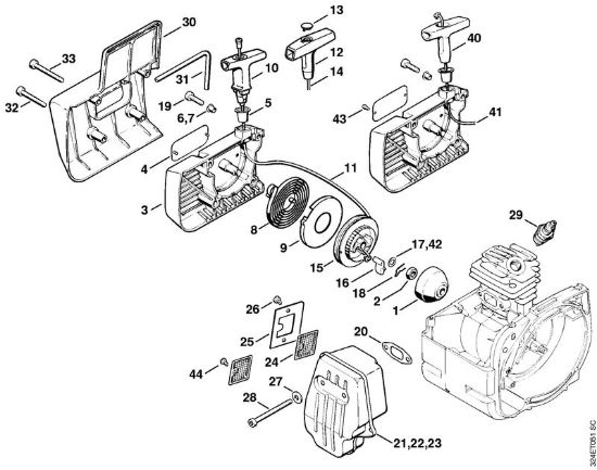 Dispositivo avviamento, silenziatore Decespugliatrici (FS) FS 220 della marca STIHL