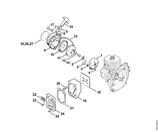 Dispositivo avviamento, silenziatore Decespugliatrici (FS) FS 52 della marca STIHL