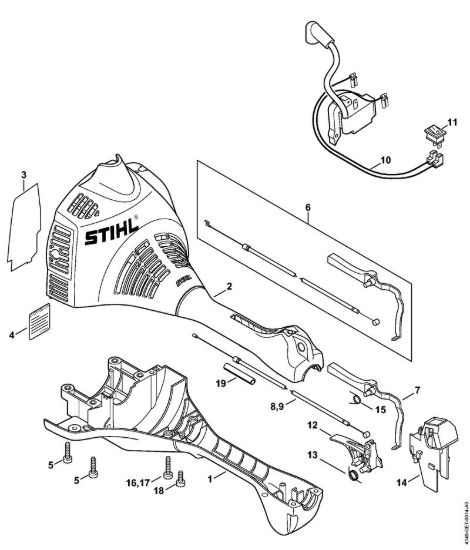 Carcassa motore (Impugnatura circolare) Decespugliatrici (FS) FS 55 R della marca STIHL
