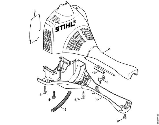 Carcassa motore (Impugnatura a manubrio) Decespugliatrici (FS) FS 55 T della marca STIHL