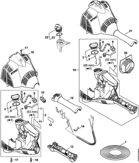 Carcassa motore (Impugnatura a manubrio) Decespugliatrici (FS) FS 56 (4144) della marca STIHL