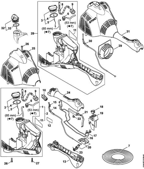 Carcassa motore (Impugnatura circolare) Decespugliatrici (FS) FS 56 R della marca STIHL