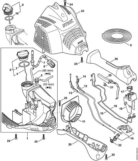 Carcassa motore (Impugnatura circolare) Decespugliatrici (FS) FS 70 RC-E della marca STIHL