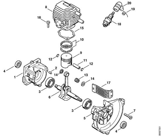 Carter albero a gomito, cilindro Decespugliatrici (FS) FS 72 della marca STIHL