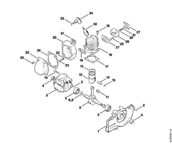 Carter albero a gomito, cilindro Decespugliatrici (FS) FS 80 E della marca STIHL