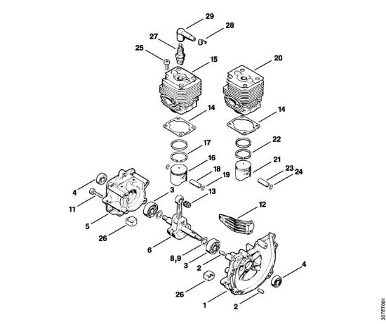 Carter albero a gomito, cilindro Decespugliatrici (FS) FS 81 della marca STIHL