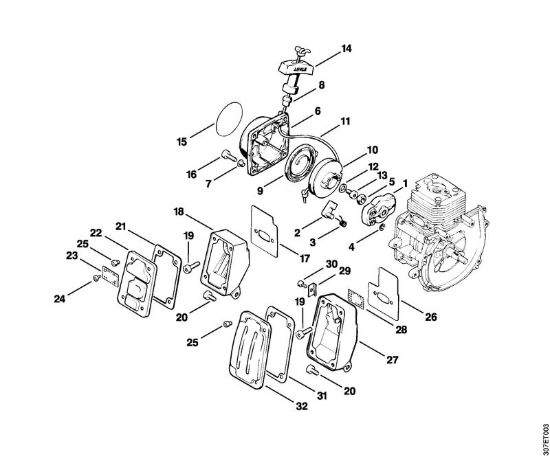 Dispositivo avviamento, silenziatore Decespugliatrici (FS) FS 86 della marca STIHL