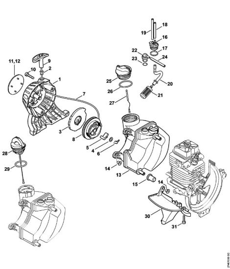 Dispositivo di avviamento, serbatoio carburante Decespugliatrici (FS) FS 87 R della marca STIHL