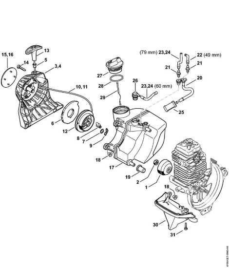 Dispositivo di avviamento, serbatoio carburante Decespugliatrici (FS) FS 89 della marca STIHL