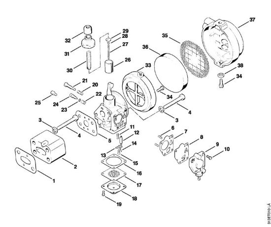 Carburatore, filtro aria Decespugliatrici (FS) FS 90 della marca STIHL