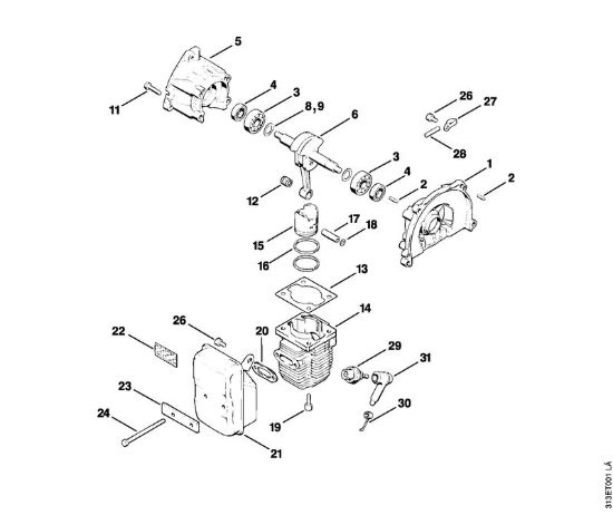 Carter albero a gomito, cilindro Decespugliatrici (FS) FS 90 della marca STIHL