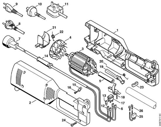 Corpo, Elettromotore Trimmer elettrici (FE, FSE) FE 55 della marca STIHL
