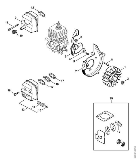 Impianto di accesione, silenziatore Soffiatori (BG, BR) BG 55 della marca STIHL