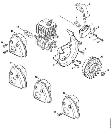 Impianto di accesione, silenziatore Soffiatori (BG, BR) BG 56 C-E della marca STIHL