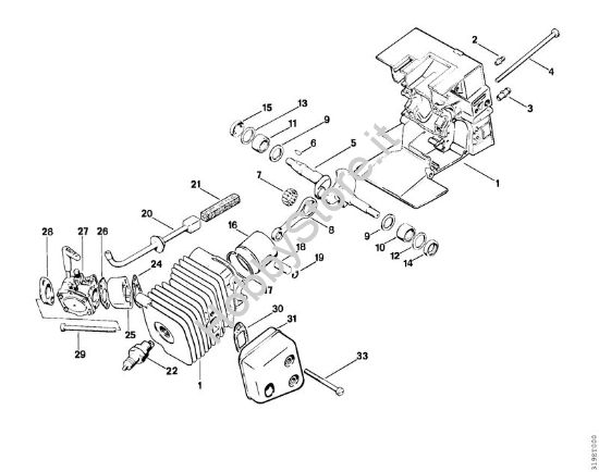 Carter albero a gomito, pistone Decespugliatori (FS) FS 150 della marca STIHL