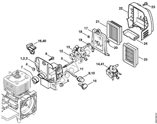 Corpo carburatore, filtro aria Decespugliatori (FS) FS 400 della marca STIHL
