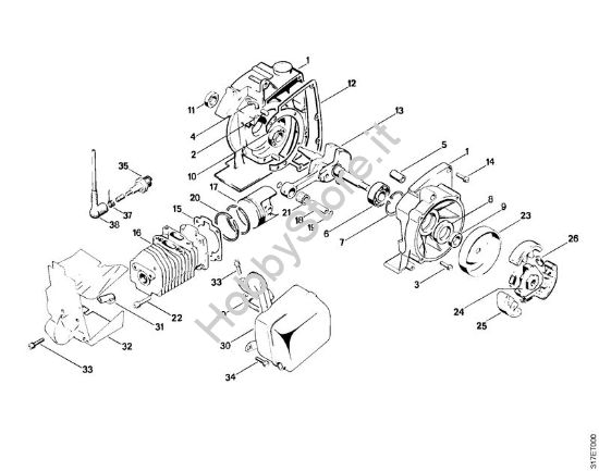 Carter albero a gomito, cilindro, frizione Decespugliatori (FS) FS 410 (4110) della marca STIHL