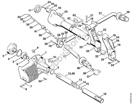 Scatola frizione, supporto a tubo Decespugliatori (FS) FS 410 (4110) della marca STIHL