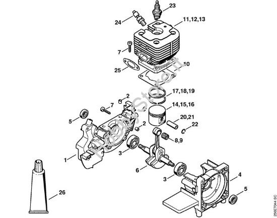Carter albero a gomito, cilindro Decespugliatori (FS) FS 450-Z della marca STIHL