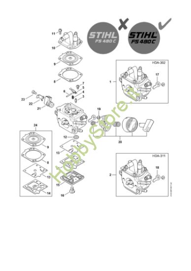 Picture of Carburatore HDA-302, HDA-311 FS 490 C-EM K