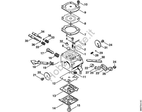 Carburatore HD-23    1 57 307 792 (29.2002) Decespugliatori (FS) FS 500 della marca STIHL