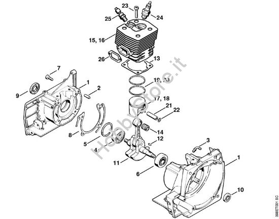 Carter albero a gomito, cilindro Decespugliatori (FS) FS 500 della marca STIHL