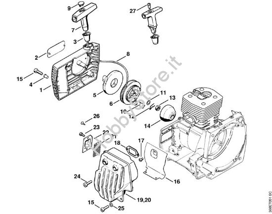 Dispositivo avviamento, silenziatore Decespugliatori (FS) FS 500 della marca STIHL