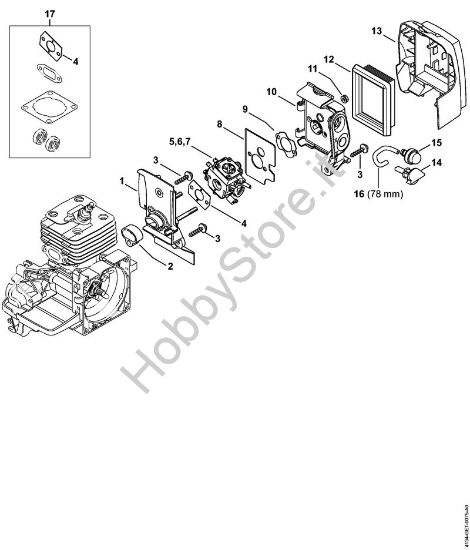 Corpo carburatore, filtro aria Decespugliatrici (FS) FS 120 della marca STIHL