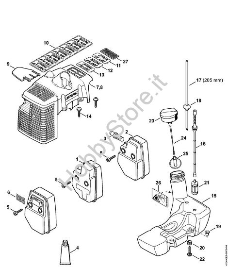 Silenziatore, cappottatura, Serbatoio carburante    809 249 646 (10.2016) Decespugliatrici (FS) FS 120 della marca STIHL