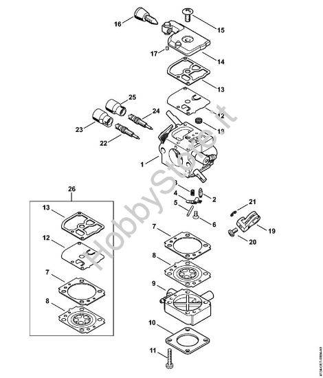 Carburatore 2-MIX 4134/12 Decespugliatrici (FS) FS 120 2-MIX della marca STIHL