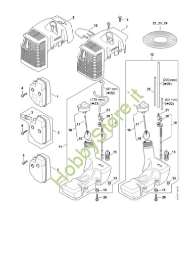 Picture of Silenziatore, cappottatura, Serbatoio carburante FS 120 R 2-MIX