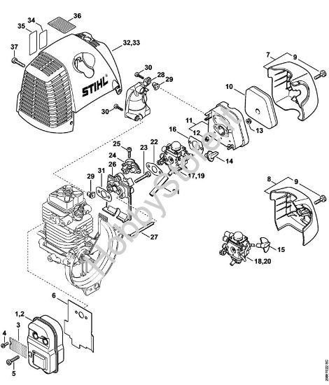 Silenziatore, filtro aria Decespugliatrici (FS) FS 130 della marca STIHL