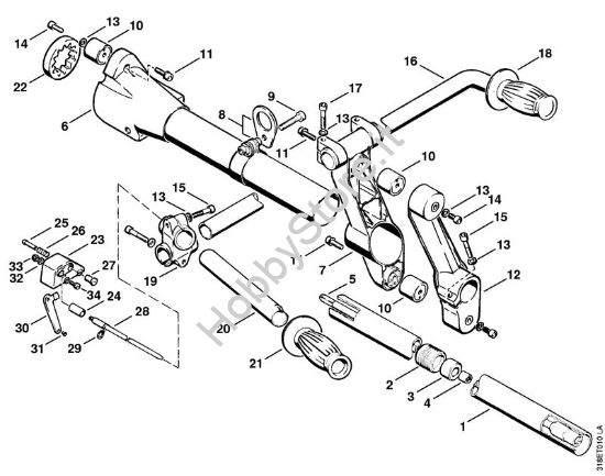 Stelo, supporto a tubo, manico tubolare Decespugliatrici (FS) FS 200 della marca STIHL