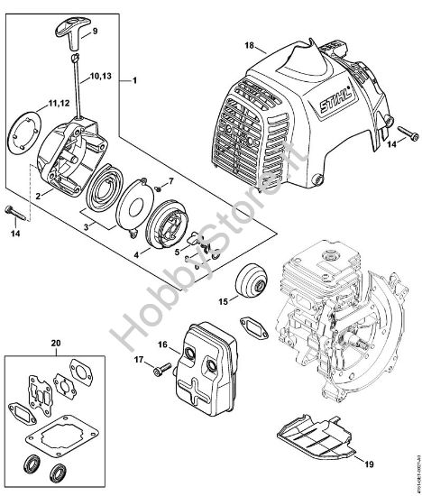 Dispositivo avviamento, silenziatore Decespugliatrici (FS) FS 235 della marca STIHL