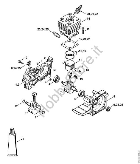 Carter albero a gomito, cilindro FS 250, 250 R Decespugliatrici (FS) FS 250 R della marca STIHL