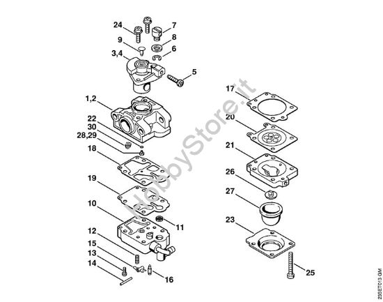 Carburatore WYL-131, WYL-135 Decespugliatrici (FS) FS 25-4 della marca STIHL