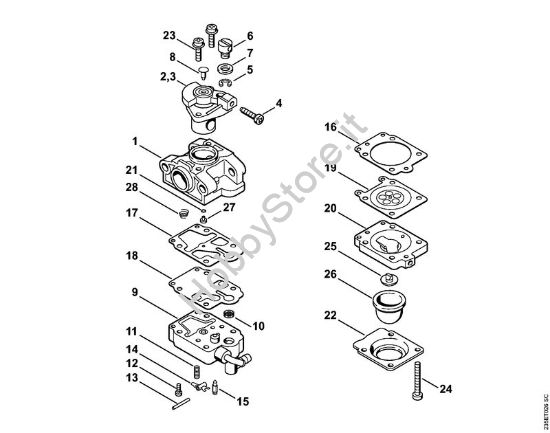 Carburatore WYL-62   1432 054 (1) Decespugliatrici (FS) FS 25-4 della marca STIHL