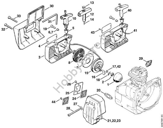 Dispositivo avviamento, silenziatore Decespugliatrici (FS) FS 280 della marca STIHL