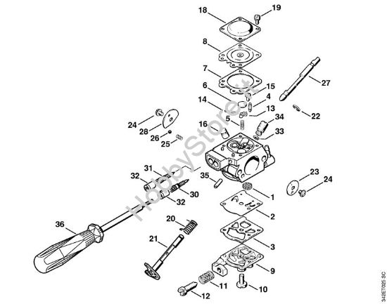 Carburatore WT-492 (USA) Decespugliatrici (FS) FS 44 della marca STIHL