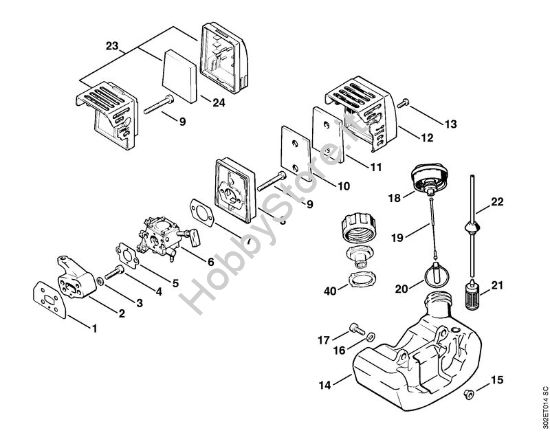 Filtro aria, serbatoio carburante Decespugliatrici (FS) FS 52 della marca STIHL