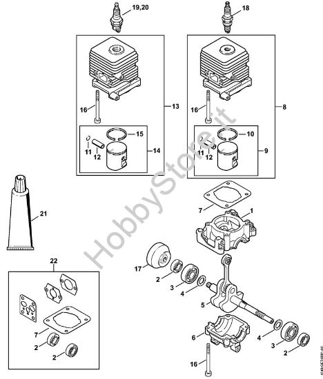 Carter albero a gomito, cilindro 2-MIX Decespugliatrici (FS) FS 55 2-MIX della marca STIHL