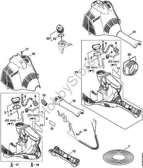 Carcassa motore (Impugnatura a manubrio) Decespugliatrici (FS) FS 56 (4144) della marca STIHL