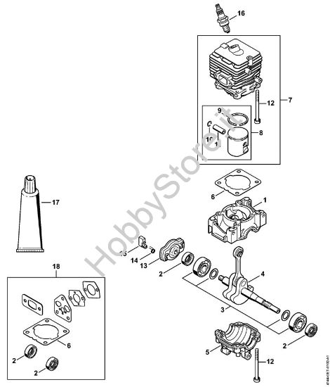 Carter albero a gomito, cilindro Decespugliatrici (FS) FS 56 RC-E della marca STIHL