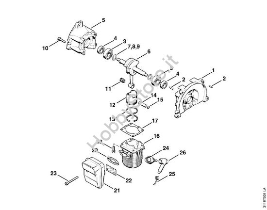 Carter albero a gomito, cilindro Decespugliatrici (FS) FS 60 della marca STIHL