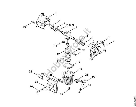 Carter albero a gomito, cilindro Decespugliatrici (FS) FS 65 della marca STIHL